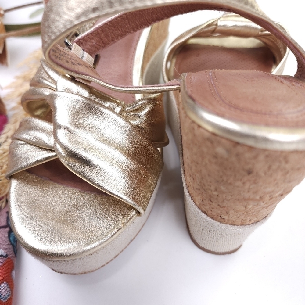 Corso Como Cream Gold Platform Wedge Sandals Sz 8½m - Picture 5 of 14